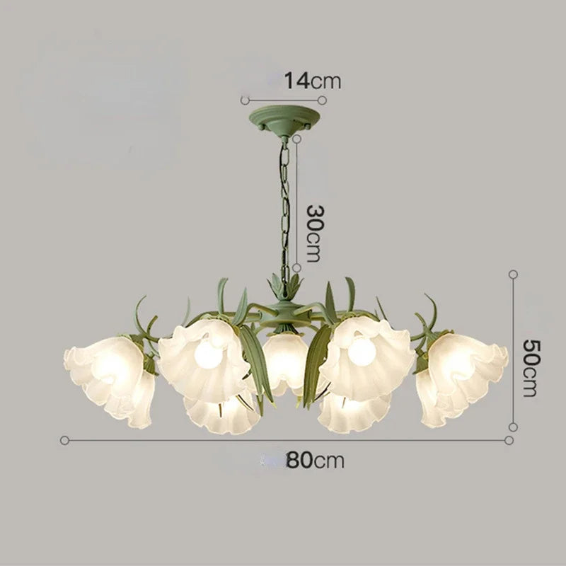 lustre à la française en verre avec fleurs style muguet