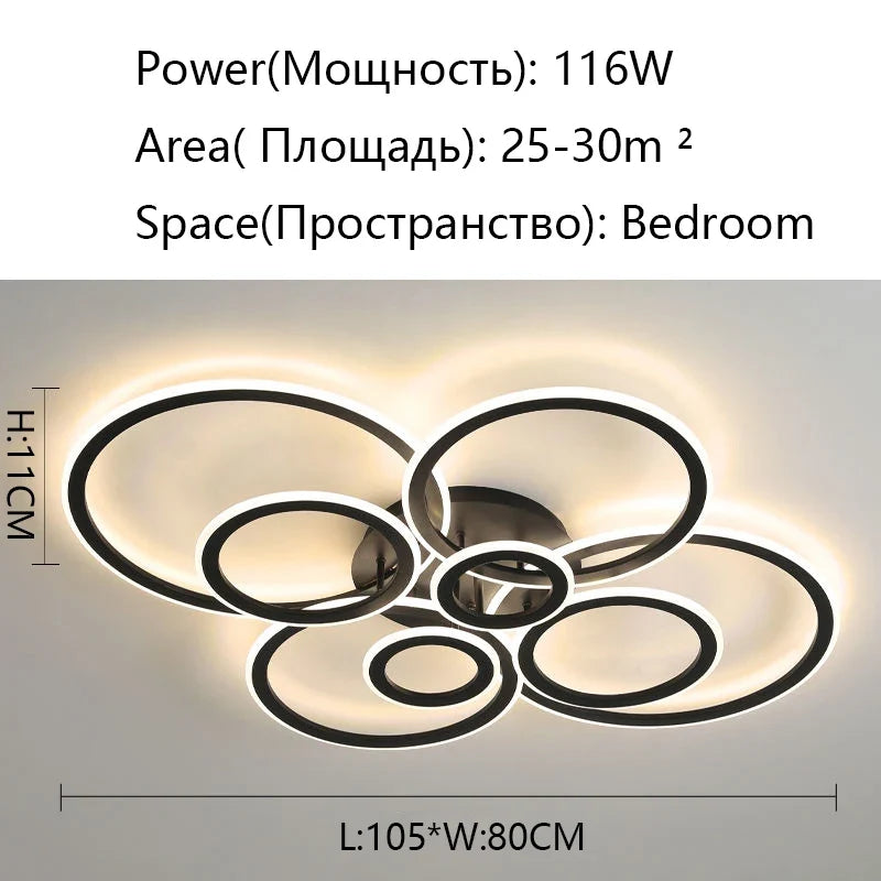 Plafonnier LED noir moderne éclairage de plafond