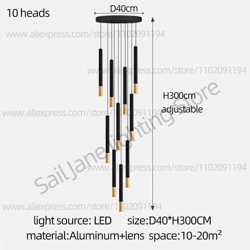 lustre led tubulaire pour éclairage intérieur de restaurant