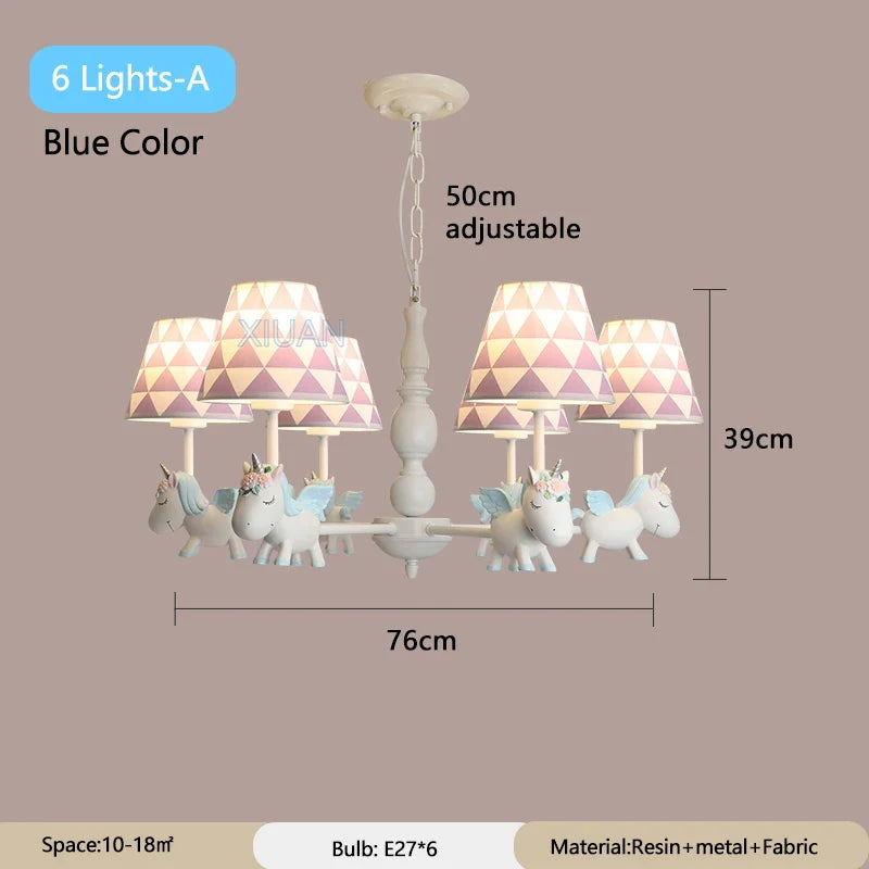 lustre licorne dessin animé pour chambre d'enfant suspendu