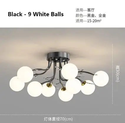 lustre à led en verre bulles design moderne et élégant