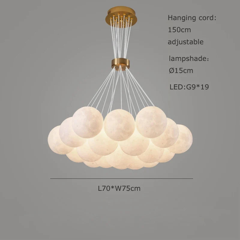 lustre sphérique planète led moderne réglable en hauteur pour décoration