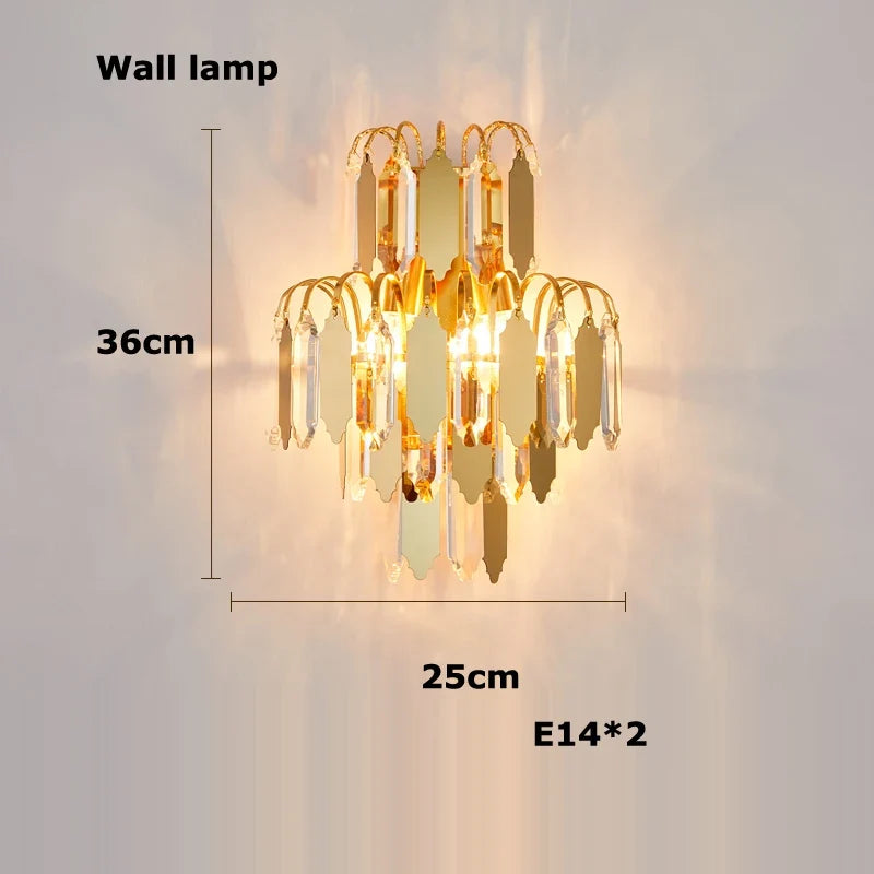 lustre à led de luxe en or chromé pour décoration moderne