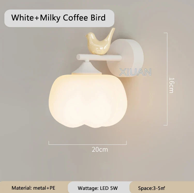 applique murale moderne en pe avec abat-jour d'oiseau led