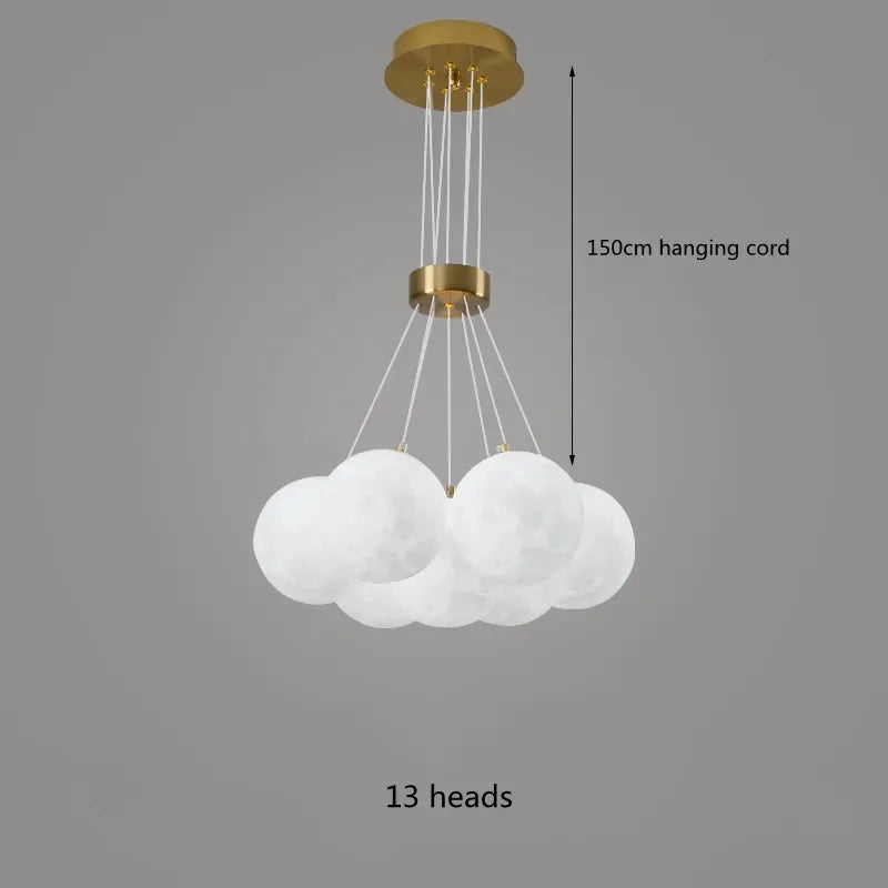 lustre led 3d lune bulle boule suspension décoration luminaires