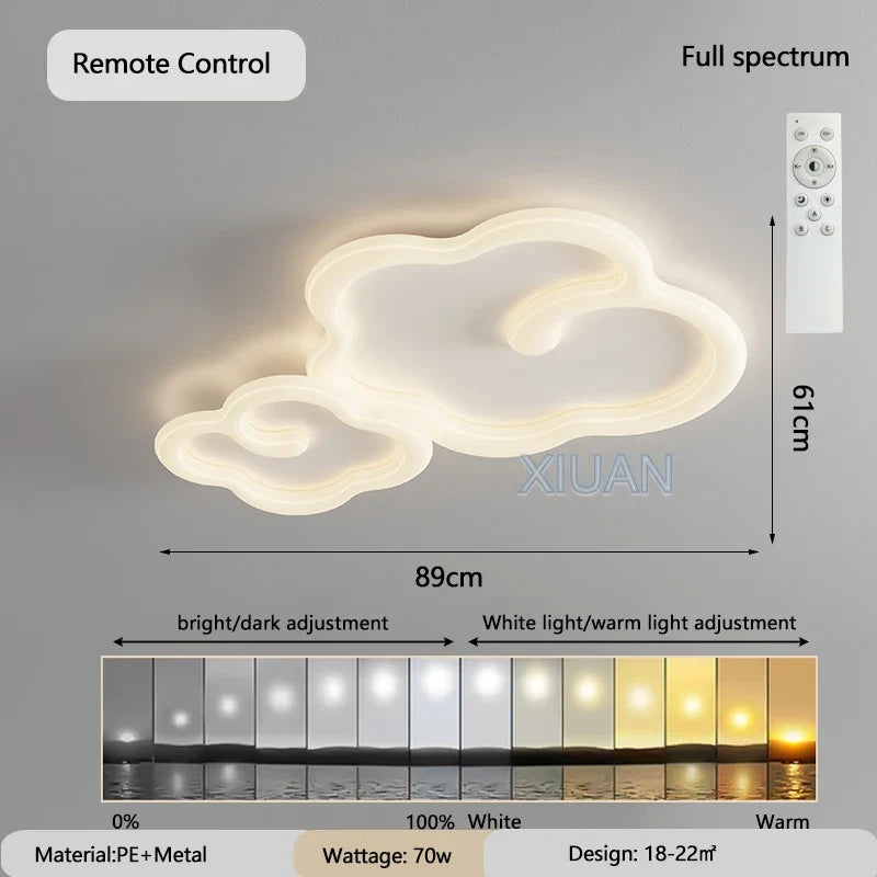 lustre scandinave nuage blanc avec télécommande optionnelle led