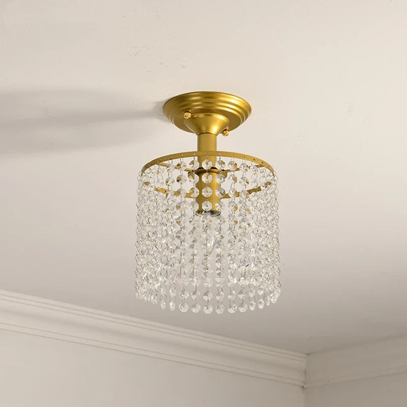 plafonnier led en cristal doré pour décoration intérieure