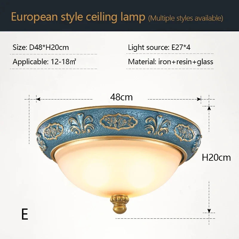 lampes de plafond led rondes design rétro en résine européenne