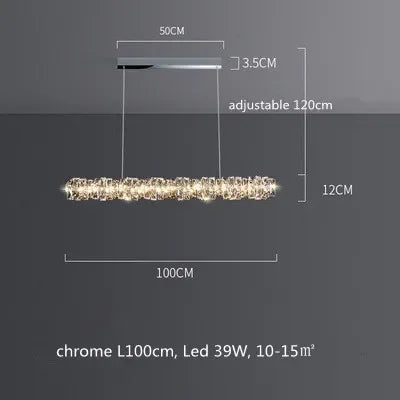 lustre cristal moderne avec télécommande dimmable pour restaurant