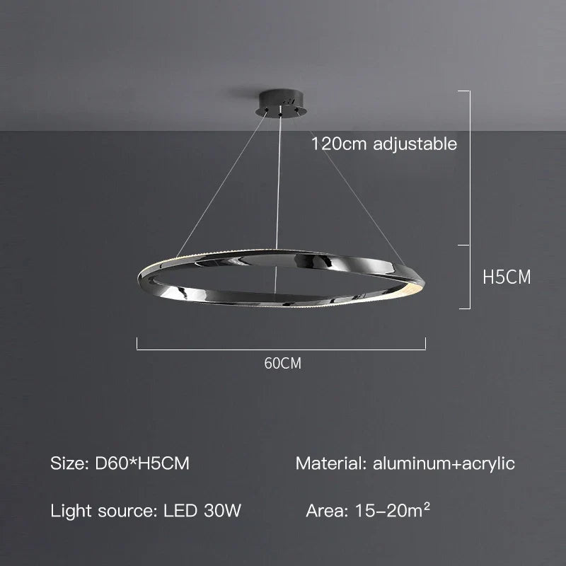 suspension led moderne avec design artistique et télécommande