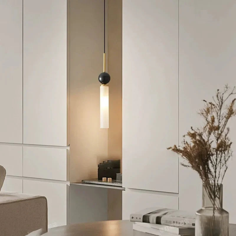 suspension en marbre et cuivre pour éclairage intérieur moderne