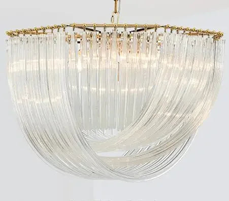 lustre moderne en métal et verre avec éclairage led