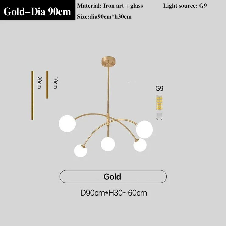 lustre moderne en verre design lampe à led de luxe pour décoration intérieure
