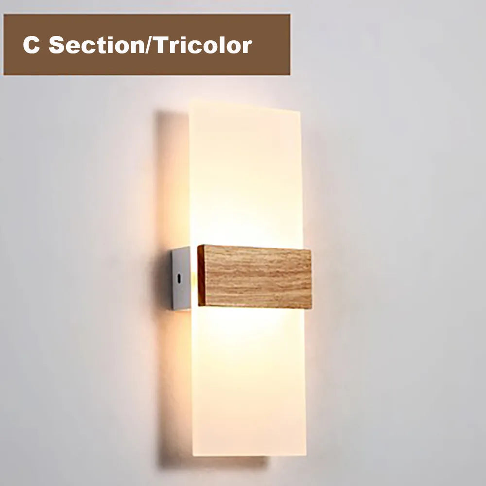 Nordique LED applique murale en bois acrylique chevet applique murale éclairage intérieur décor à la maison chambre salon cuisine étude allée lampe