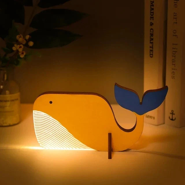 Lampe à poser Animaux LED veilleuse bois acrylique Table USB lumières décorer pour enfants bébé enfants lampe de chevet pélican Sirius baleine Toucan