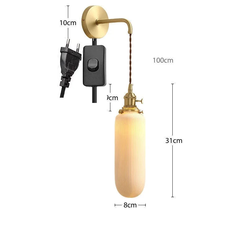 Applique murale dorée moderne céramique fil ajustable LED