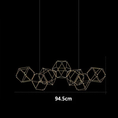 lustre luciole polygonal design nordique en acier inoxydable