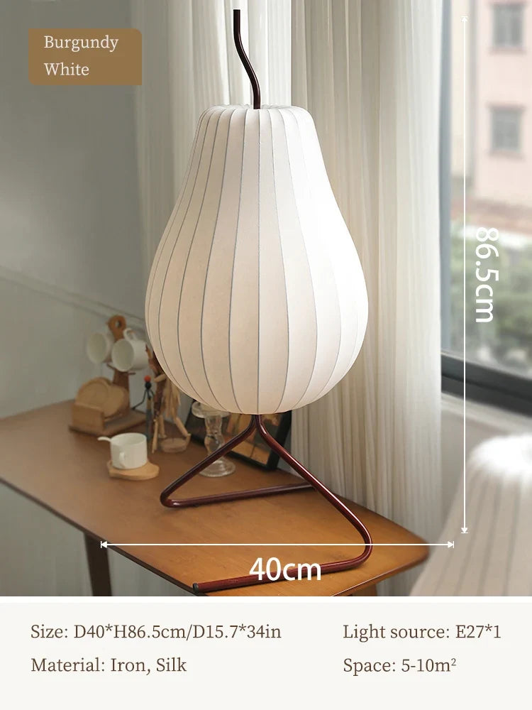 lampe de sol wabi sabi style japonais en soie décoration intérieure