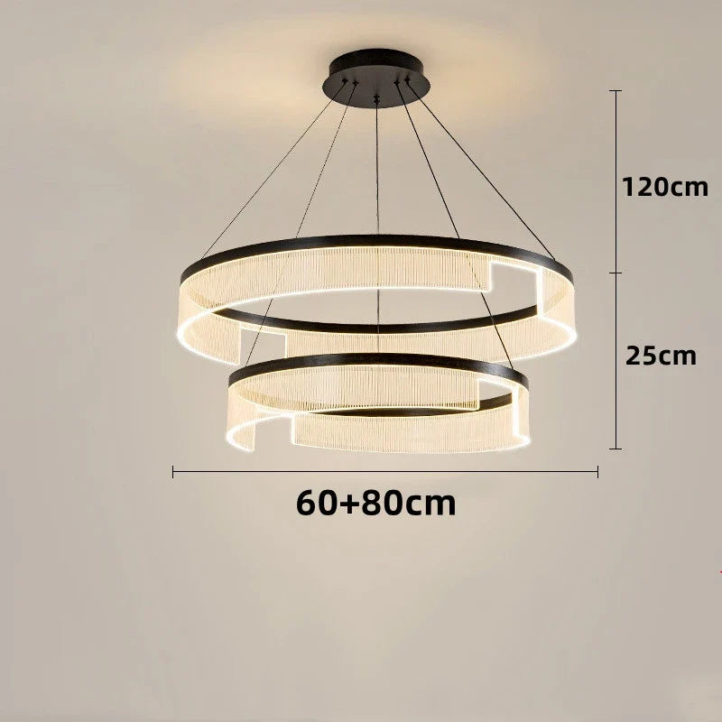 lustre à led circulaire en aluminium et acrylique pour intérieur décoratif
