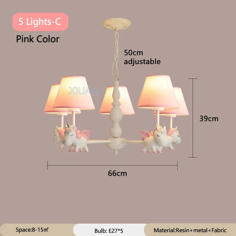 lustre licorne dessin animé pour chambre d'enfant suspendu