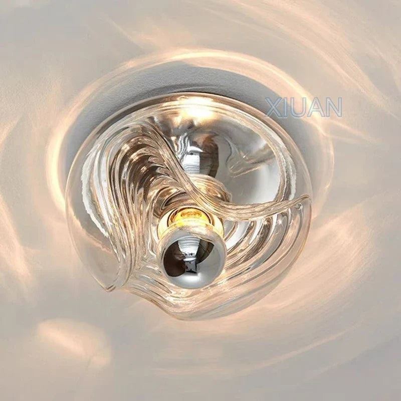 plafonnier bauhaus en verre avec ondulation led moderne