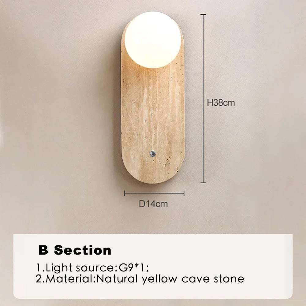applique style travertin beige cercle lumière décor