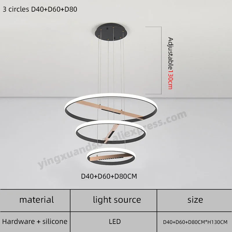 lustre moderne à anneau rond pour éclairage intérieur