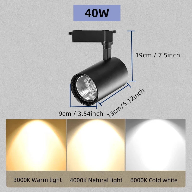 spot led sur rail pour éclairage de magasin