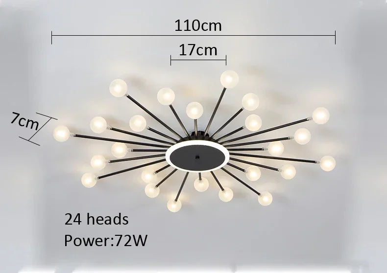 lustre moderne en verre avec éclairage led créatif intérieur