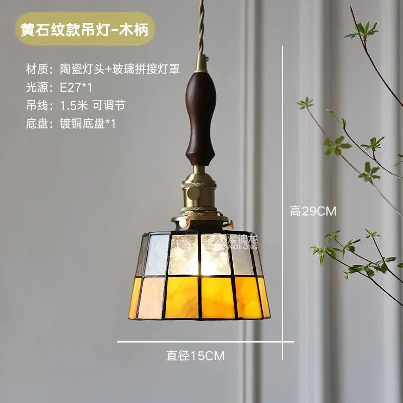 lustre en verre fait main style tiffany pour décoration intérieure