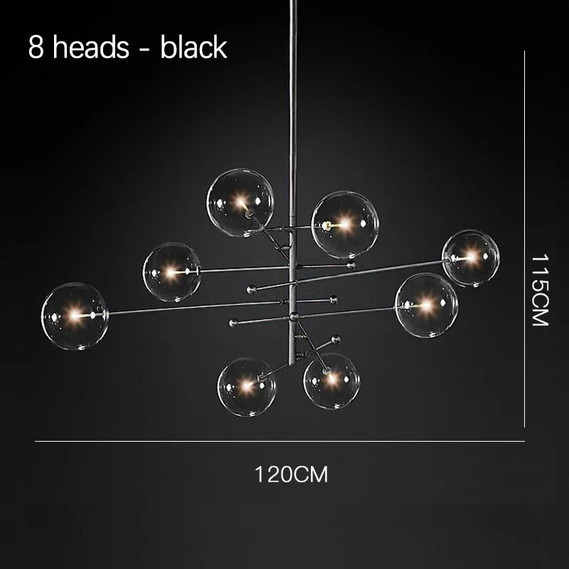 SANDYHA Art moderne boule de verre lustres Design nordique noir or lampe à LED pour salon chambre décor à la maison suspension