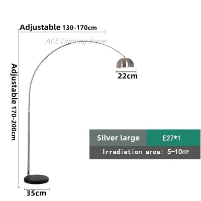 Lampadaire arc en métal LED décoration galvanoplastie