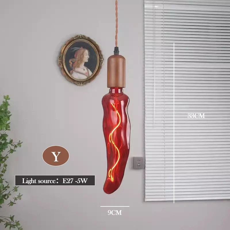 lustre en verre d'art rétro en bois massif créatif pour décoration intérieure