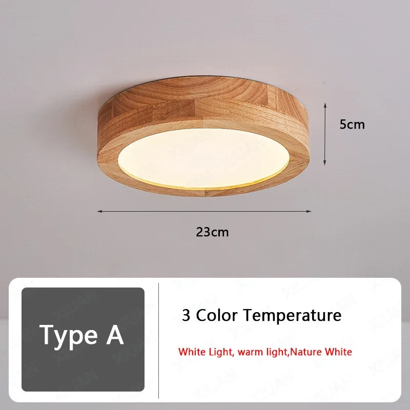 Plafonnier en bois nordique pour couloir entrée balcon couloir vestiaire Illuminaire 3 température de couleur en bois LED allée lumière