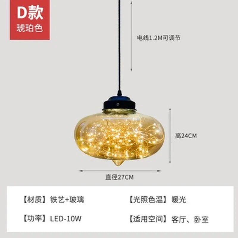 lustre nordique étoilé en verre pour décoration moderne