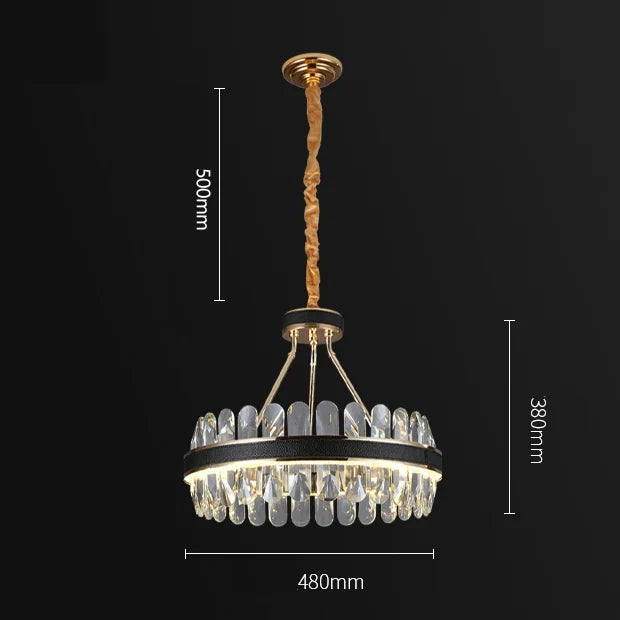 suspension en cristal et cuir pour éclairage moderne créatif de la maison