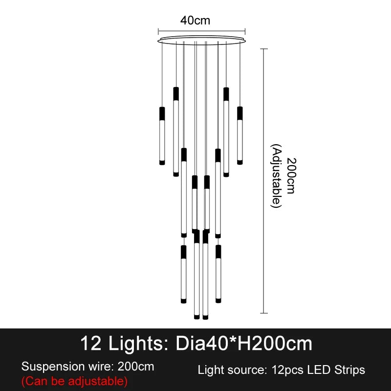 Modern luxury staircase LED pendant lights, duplex living room and attic lighting, restaurant decoration, hanging pendant lights