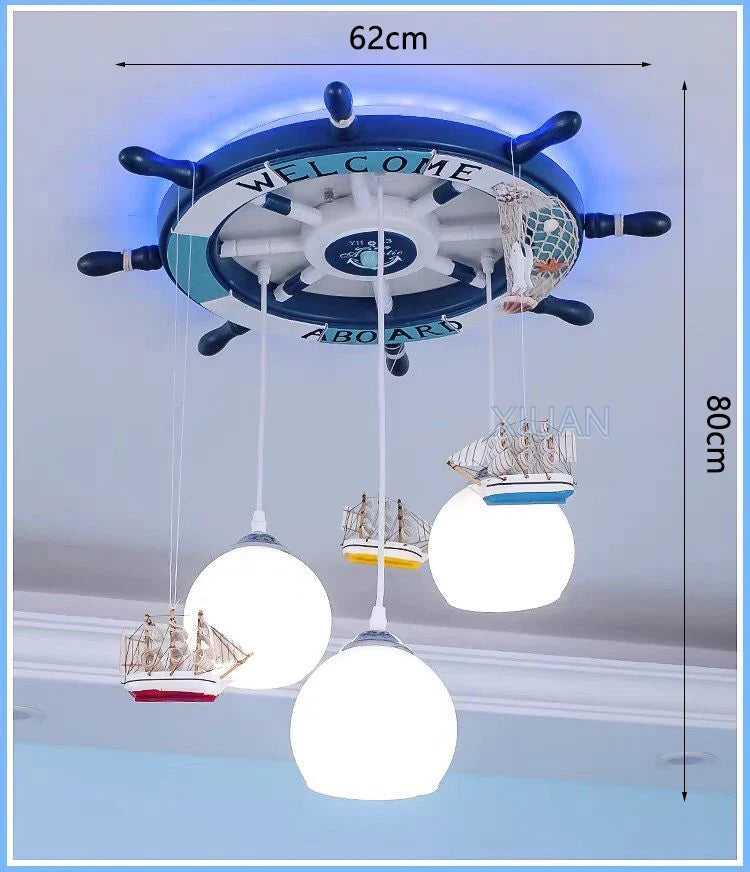 lustre méditerranéen gouvernail avec rétro-éclairage rgb pour enfants