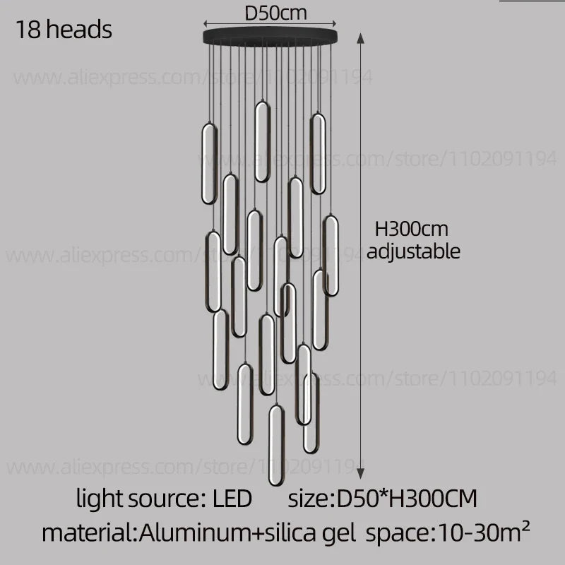 lustre ovale led minimaliste pour duplex hôtel penthouse