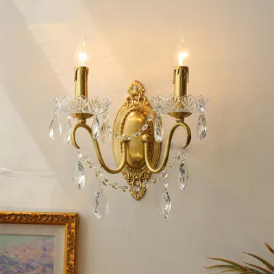 lampe en cristal rétro en cuivre pour décoration intérieure