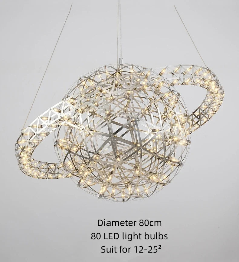 lustre sphérique raimond satellite en acier inoxydable led décor
