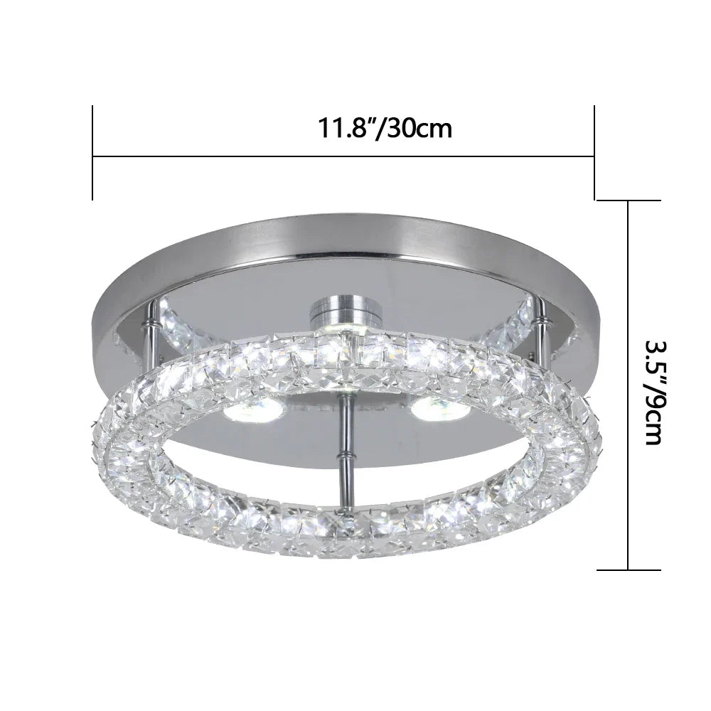 Plafonnier LED en cristal et acier inoxydable
