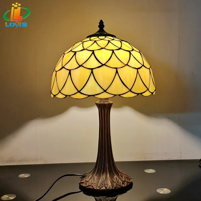 lampe à poser nordique en verre antique style tiffany