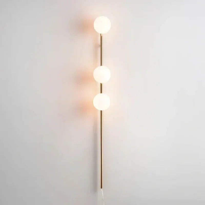 applique murale led longue avec prise de câble en verre rond