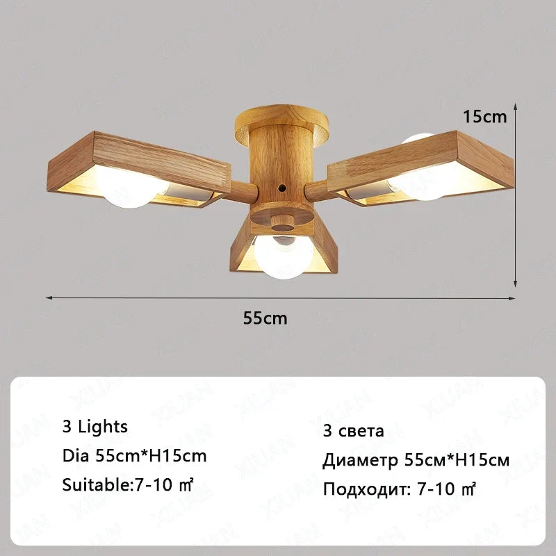 lustre suspendu en bois d'éclairage d'arbre nordique pour décoration
