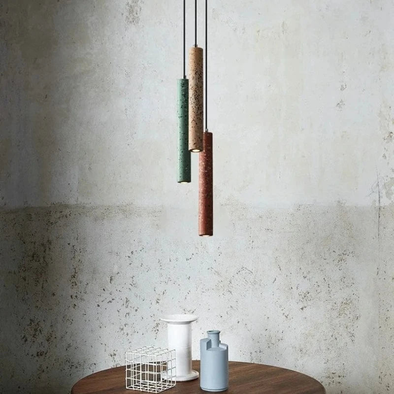 Suspension Terrazzo Bar Ciment Minimaliste Salle à manger Chambre Chevet Longue Bande Style Industriel Lampes À Tête Unique