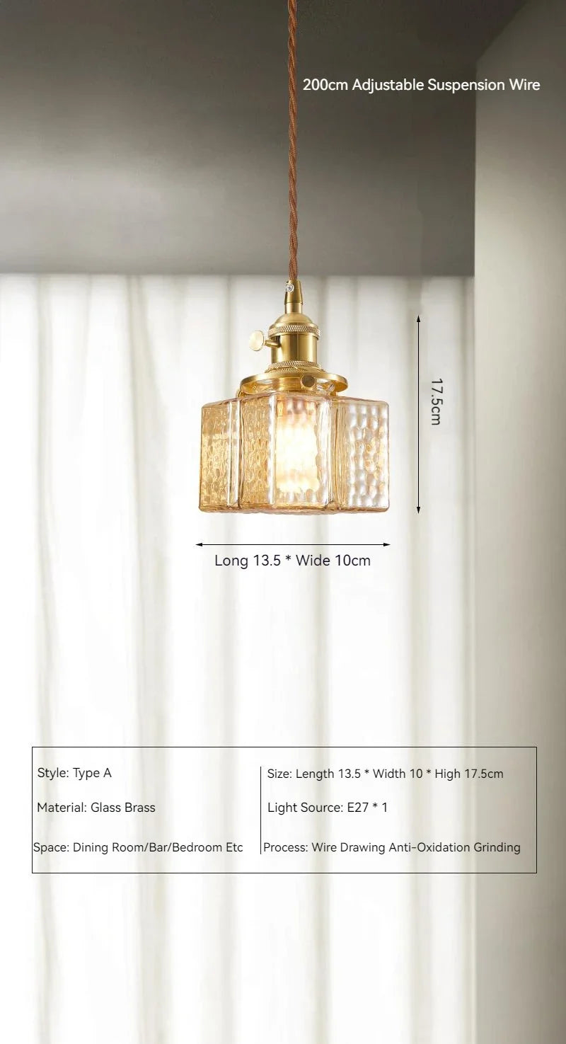suspension de style japonais vintage en verre et laiton led