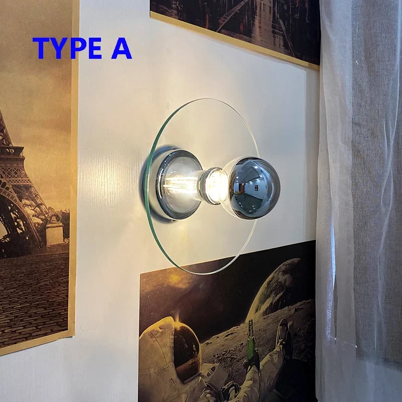 applique murale morden en verre français rétro médiéval avec led