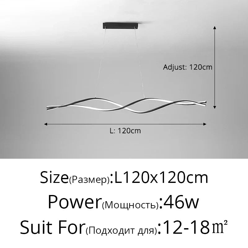 lustre nordique à led moderne atmosphérique et torsadé