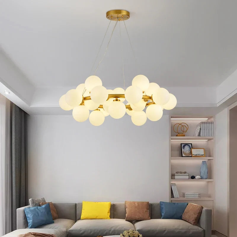 lustre nordique boule de verre led pour décor maison